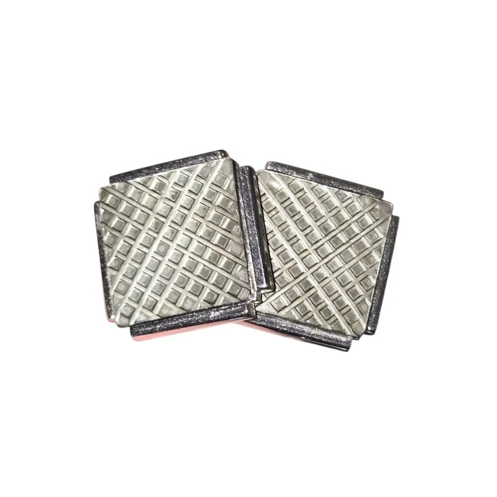 Swank Signed Charcoal Grid Cut Stone Inlaid Silver Tone‎ Cuff Links 0.75
